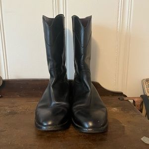CHANEL Biker Cowboy Black Leather Boots size 9
